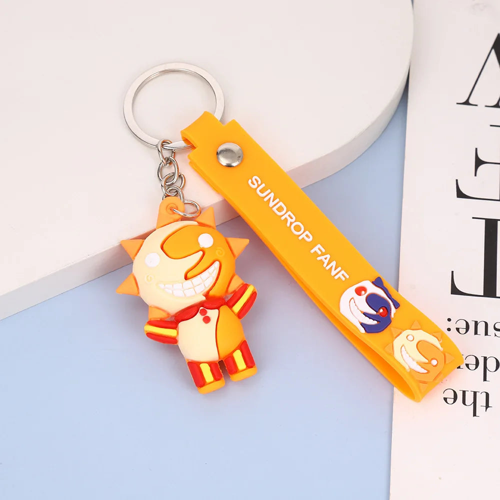 1Pc Cartoon Sundrop Fnaf Figure Toys Keychain Fnaf Security Breach Sunrise Moondrop BOSS Bag Pendant Keyring Kids Girls Gifts