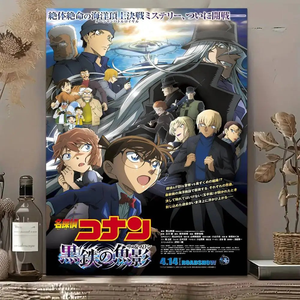 Detective Conan Poster Self-adhesive Art Waterproof Paper Sticker Coffee House Bar Room Wall Decor