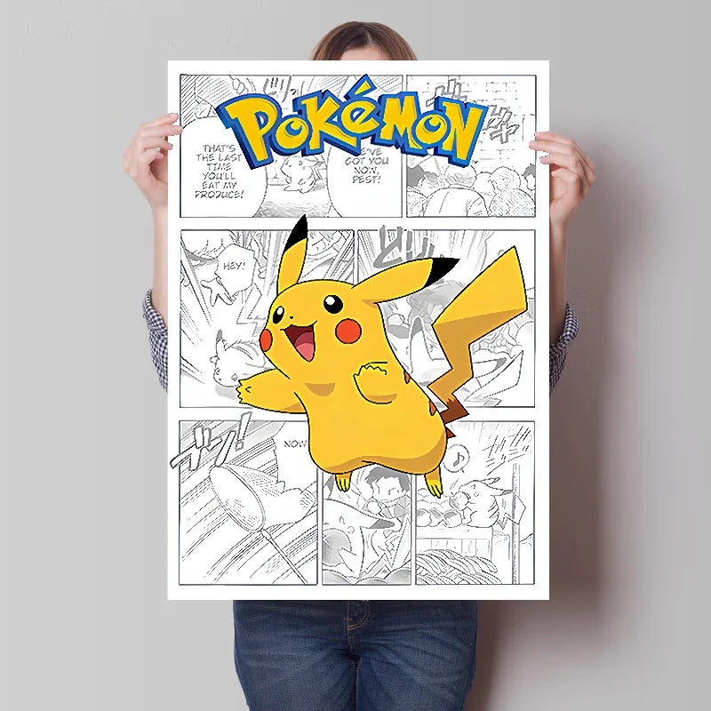 Pokemon Anime Figures Print Canvas Wall Art Posters Surrounding Charizard Bulbasaur Pikachu Decoration Interior Posters for Room