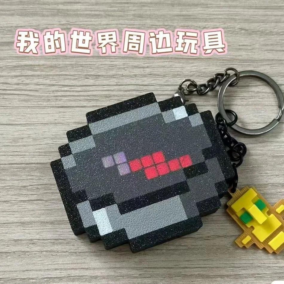 New Minecraft Compass Pixel Wind Peripheral design trinket Magnetic MC Real-World Use Movable Keychain Pendant myworld Gift