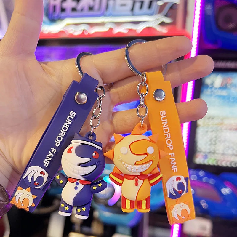 1Pc Cartoon Sundrop Fnaf Figure Toys Keychain Fnaf Security Breach Sunrise Moondrop BOSS Bag Pendant Keyring Kids Girls Gifts