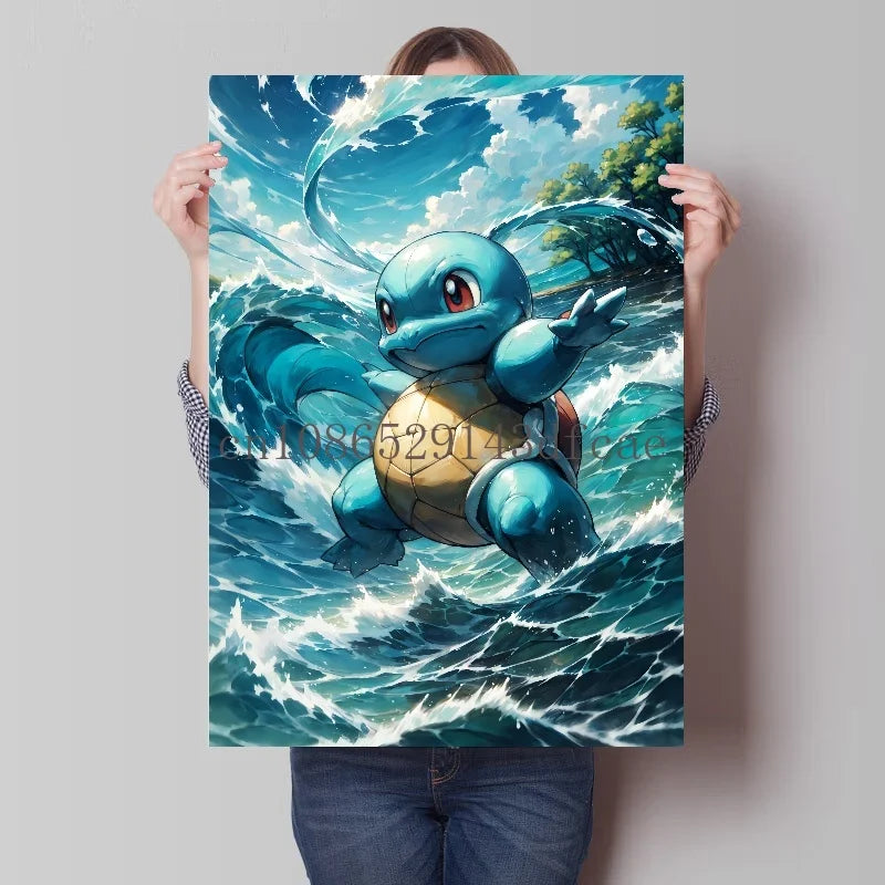 Pokemon Classic Anime Canvas Painting Bulbasaur Charmander Squirtle Poster and Print Wall Art Ink Picture Home Decor Kids Gifts