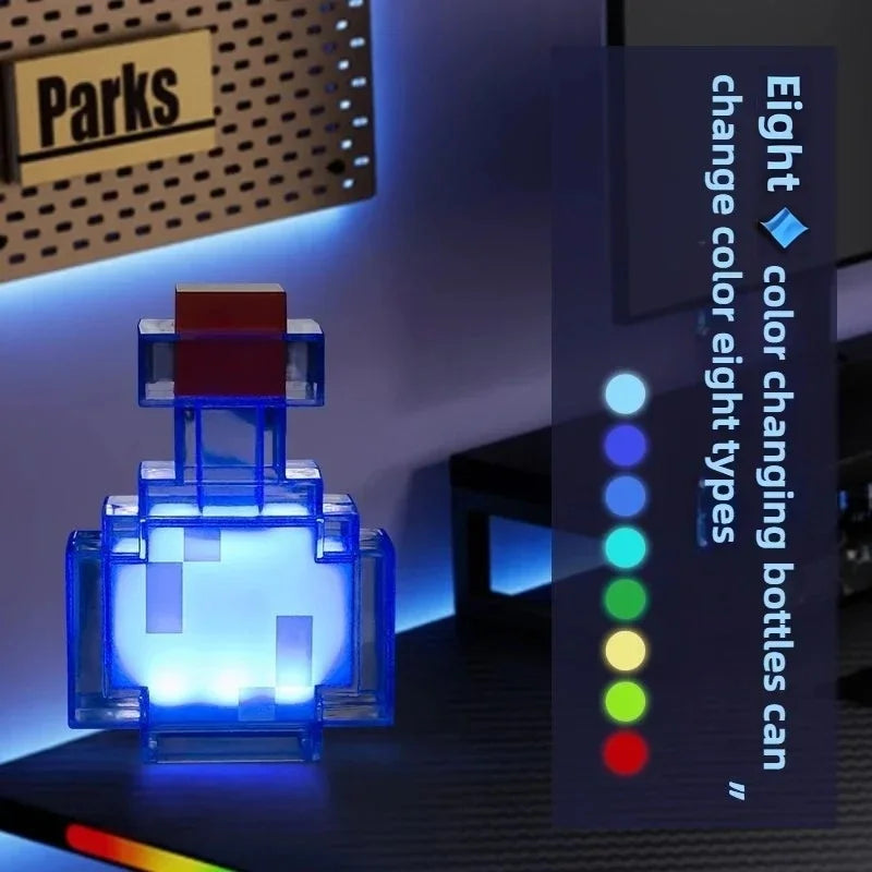 MC Game Night Light LED Rechargeable Color-changing Bottle Toy Atmosphere Decoration Night Light Children's Game Gift