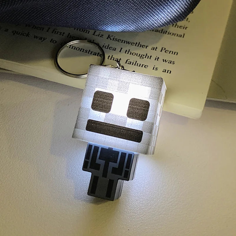 MC Game Creativity Keychain MyWorld 3D Sandbox Game Minecrafts Keychain Mini Building Blocks Light Up Creative Toy Novelty Gifts