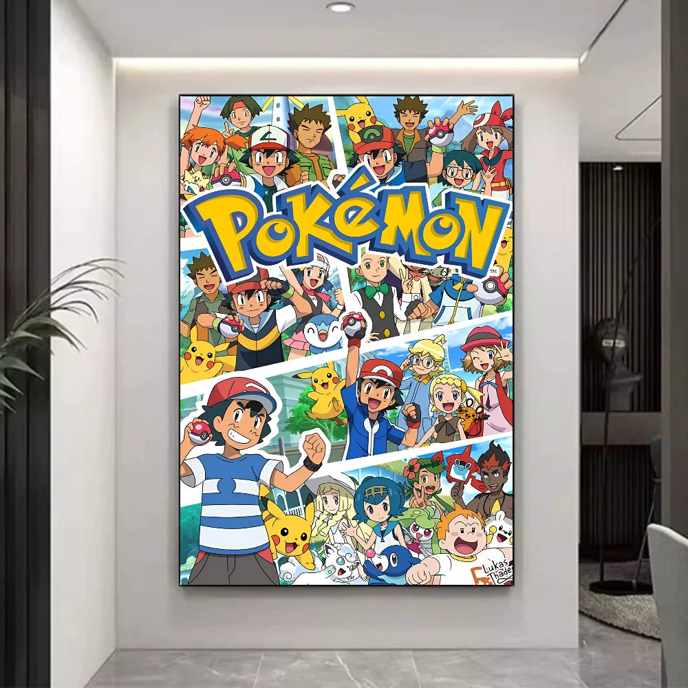Anime P-Pokemon Anime Posters Sticky HD Quality Wall Art Retro Posters for Home Kawaii Room Decor