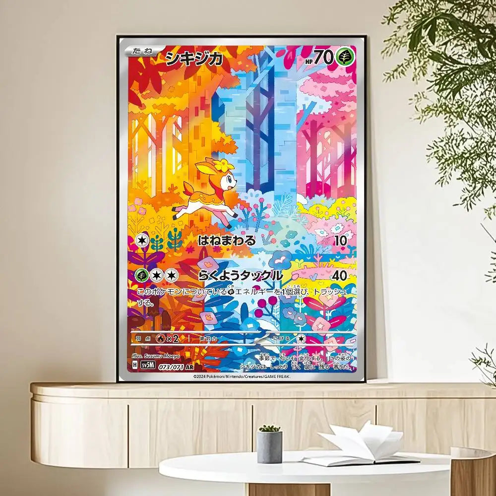 MINISO Cartoon Pokemon Poster HD Art Sticky Wall Waterproof Home Living Room Bedroom Bar Aesthetic Decoration