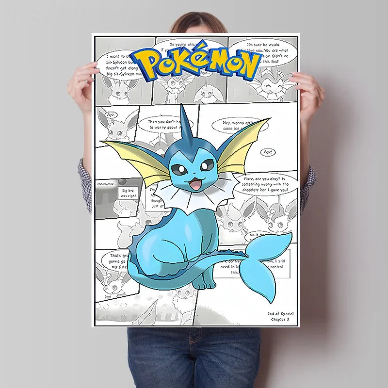 Pokemon Anime Figures Print Canvas Wall Art Posters Surrounding Charizard Bulbasaur Pikachu Decoration Interior Posters for Room