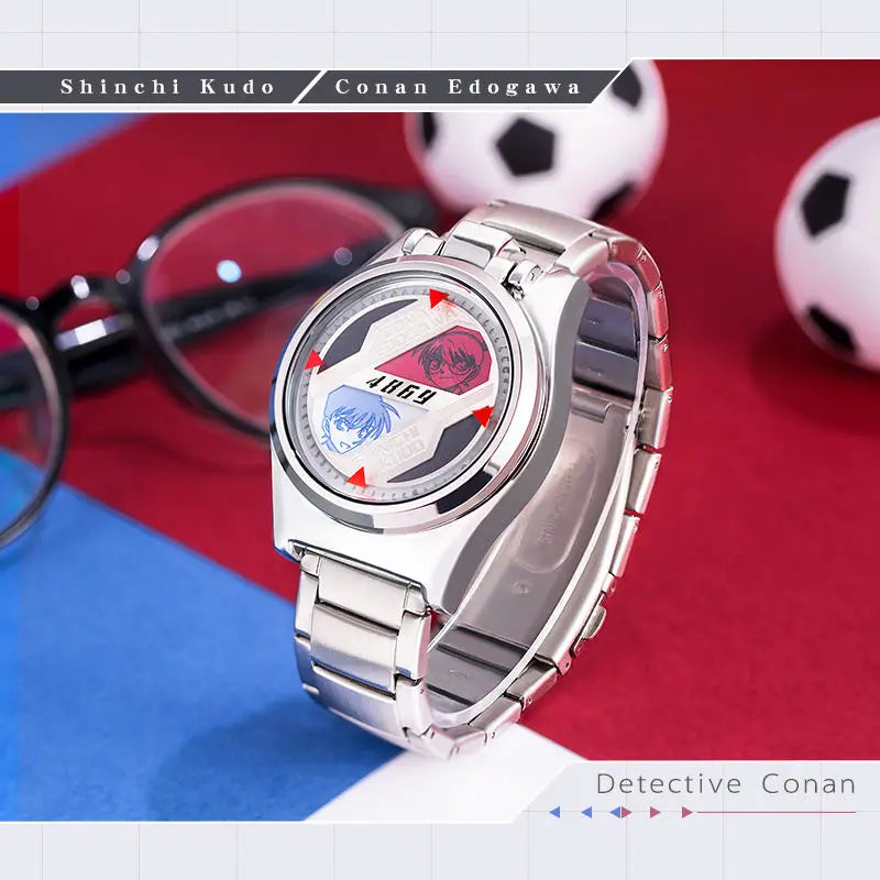 Genuine Anime Detective Conan Laser Clamshell Quartz Watch Waterproof Cosplay Character Shinichi For Boy Children Gifts Xmas