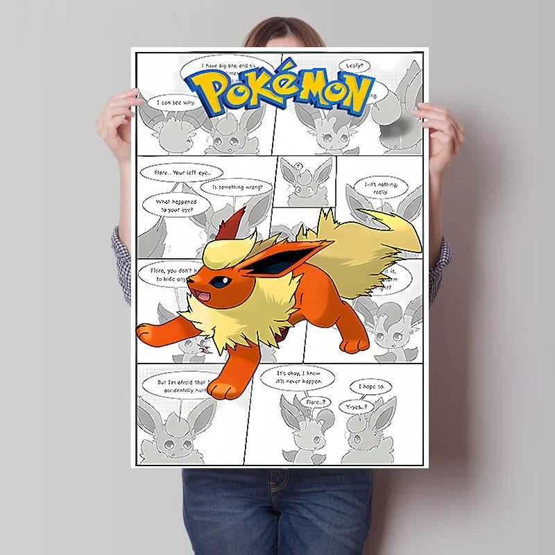 Pokemon Anime Figures Print Canvas Wall Art Posters Surrounding Charizard Bulbasaur Pikachu Decoration Interior Posters for Room
