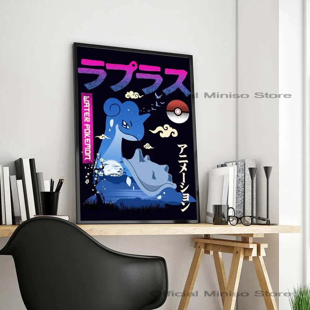 1pc Anime Pikachu Poster Self-adhesive Art Pokemon Waterproof Paper Sticker Coffee House Bar Room Wall Decor