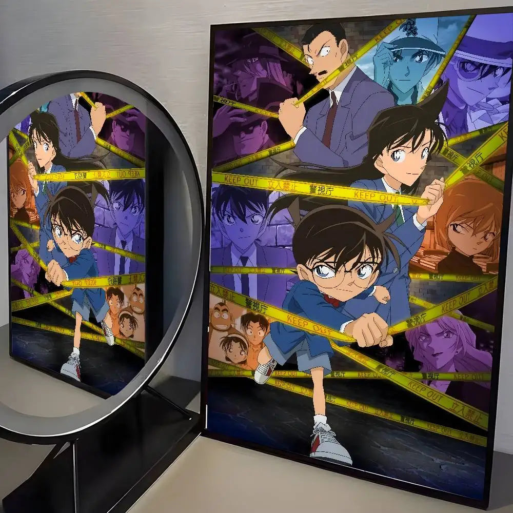 Anime D-Detective C-Conan Poster Self-adhesive Art Waterproof Sticker Coffee House Dorm Room Wall Decor