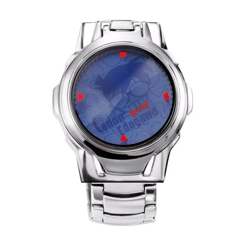 Genuine Anime Detective Conan Laser Clamshell Quartz Watch Waterproof Cosplay Character Shinichi For Boy Children Gifts Xmas