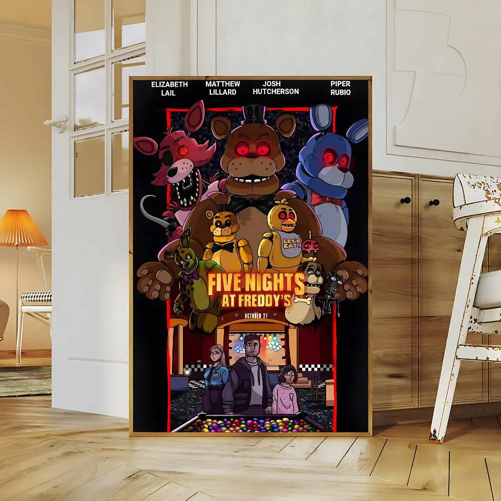 Horror Anime F-five N-nights At F-freddy's Good Quality Prints And Posters Room Home Bar Cafe Decor Aesthetic Art Wall Painting