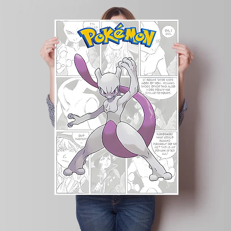 Pokemon Anime Figures Print Canvas Wall Art Posters Surrounding Charizard Bulbasaur Pikachu Decoration Interior Posters for Room