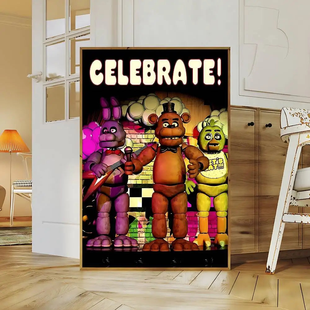 Horror Anime F-five N-nights At F-freddy's Good Quality Prints And Posters Room Home Bar Cafe Decor Aesthetic Art Wall Painting