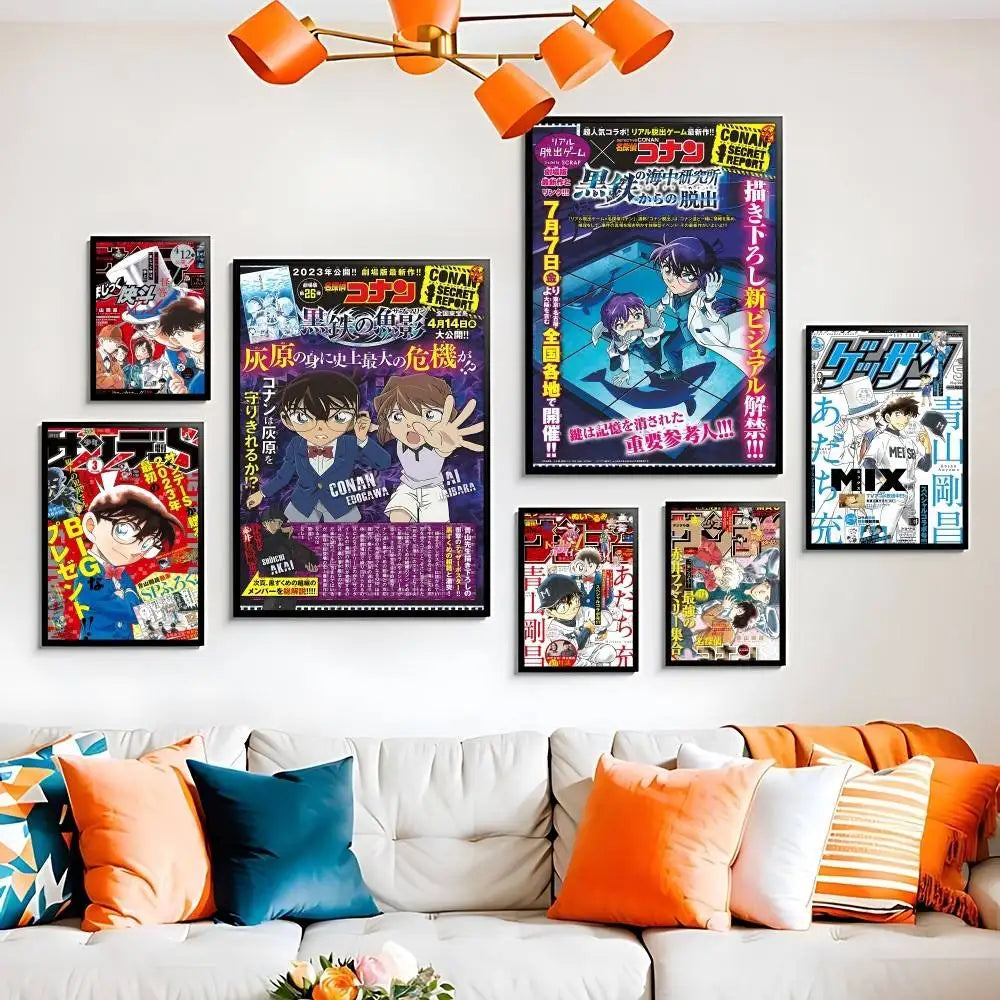 D-Detective Conan Comics Magazine Poster HD Canvas Painting Print For Home Living Room Bedroom Decorative Pictures