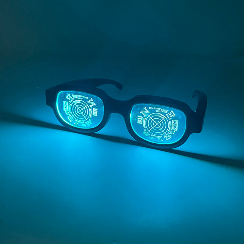 LED Conan Science Fiction Glasses Concert NightClub Cosplay Conan Props Cool LED Visor Glasses Glowing Round Frame Glasses