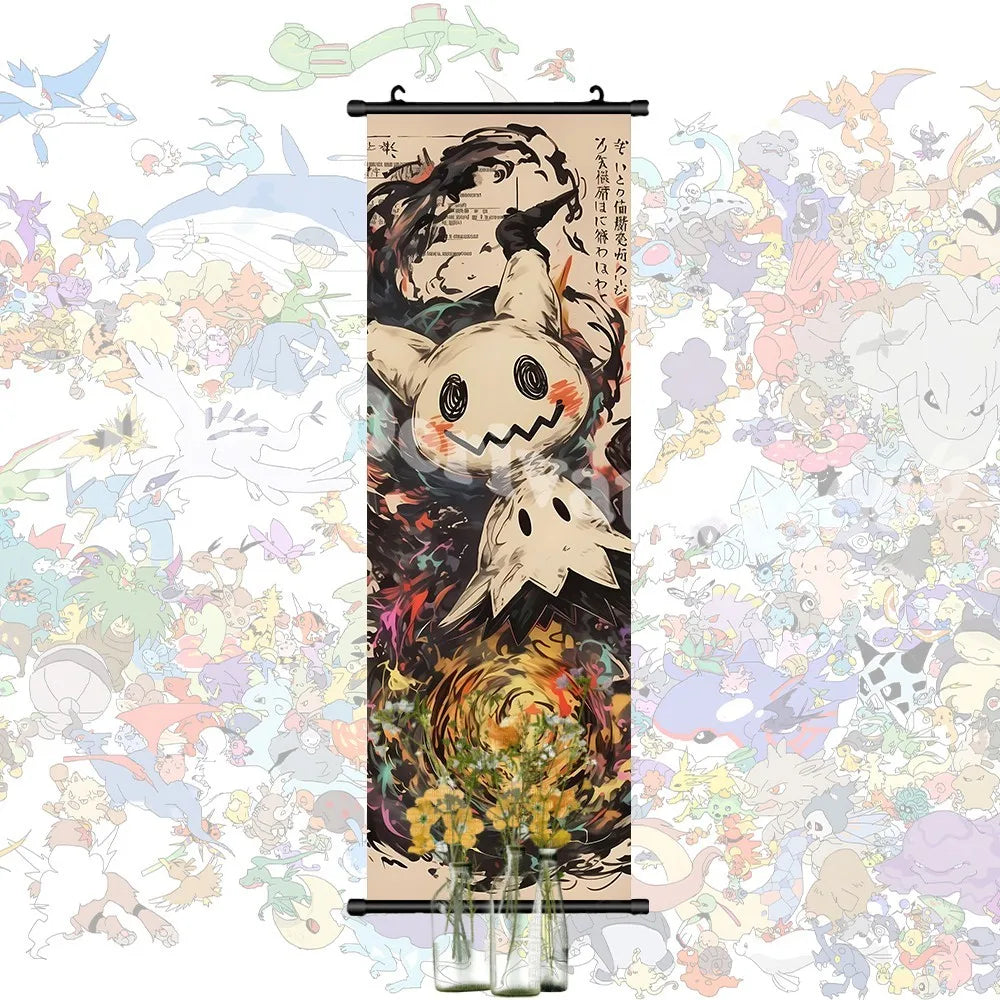 Printed Pokemon Poster Anime Wall Artwork Gengar Pictures Charizard Painting Canvas Pikachu Hanging Scrolls Home Room Decor