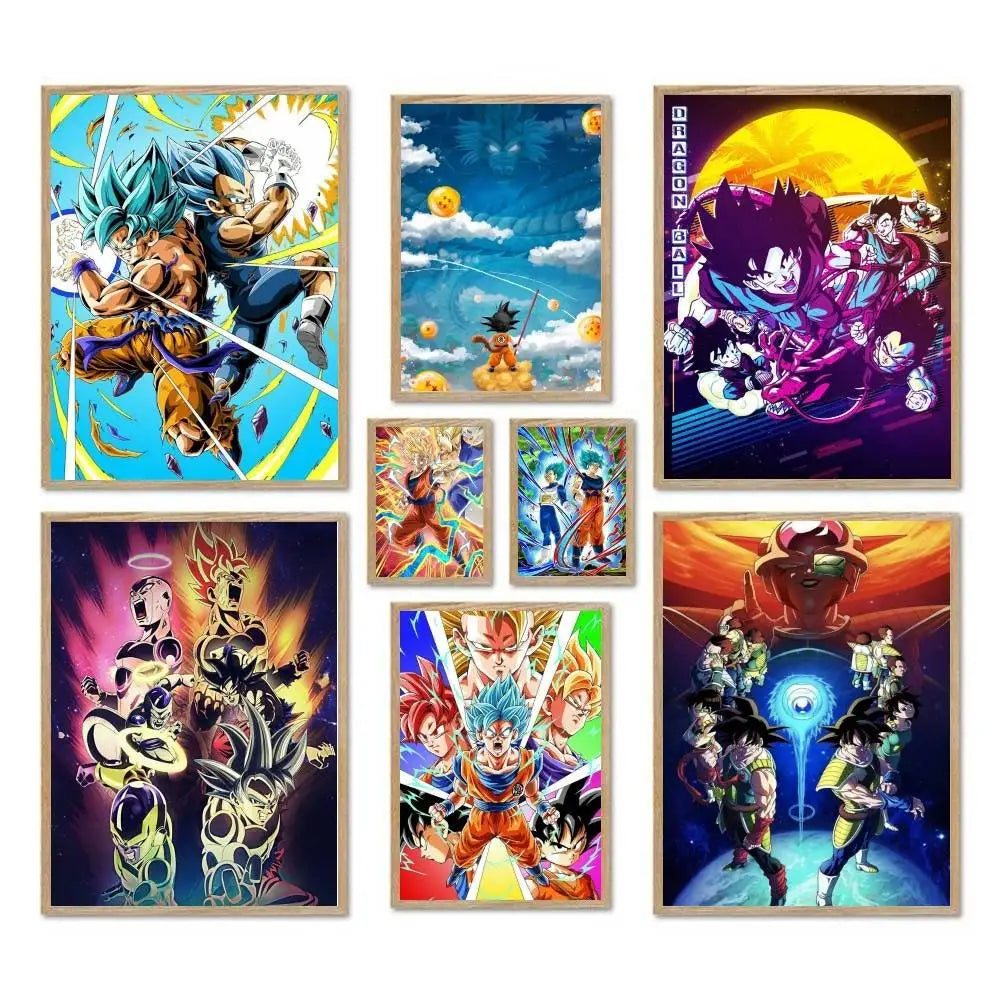 1pc Japanese Anime Dragon Ball Goku Poster Self-adhesive Art Waterproof Paper Sticker Coffee House Bar Room Wall Decor