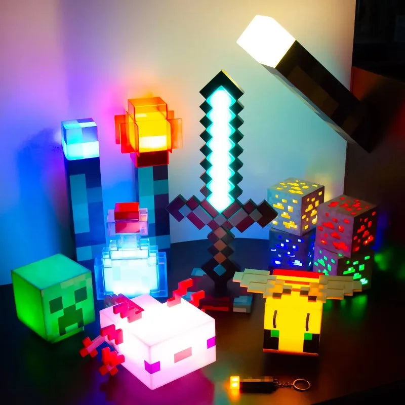 MC Game LEDCreeper Night Lamp Block Creative Button Light Toy Game LED Home Bedroom Desktop Decoration Bedside Lamp Ornaments