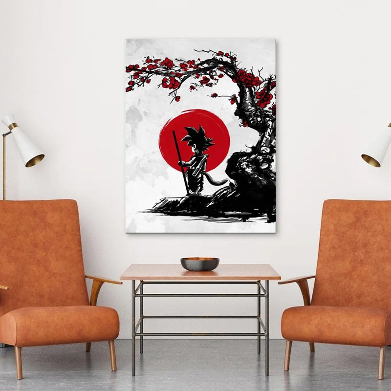 Classic Anime Character Canvas Painting Dragon Ball Goku Ink Watercolor Poster Wall Art Print Mural Children Room Decor Cuadros