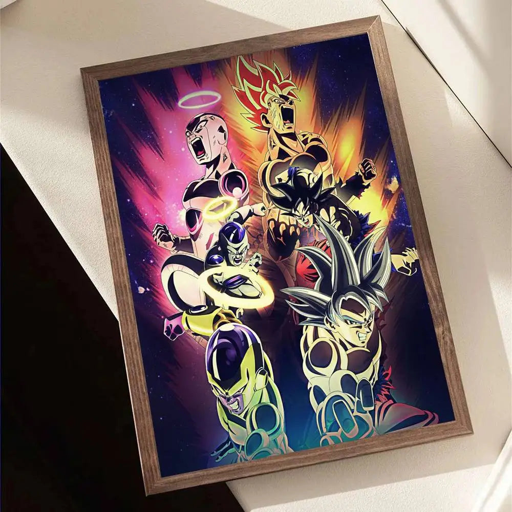 1pc Japanese Anime Dragon Ball Goku Poster Self-adhesive Art Waterproof Paper Sticker Coffee House Bar Room Wall Decor