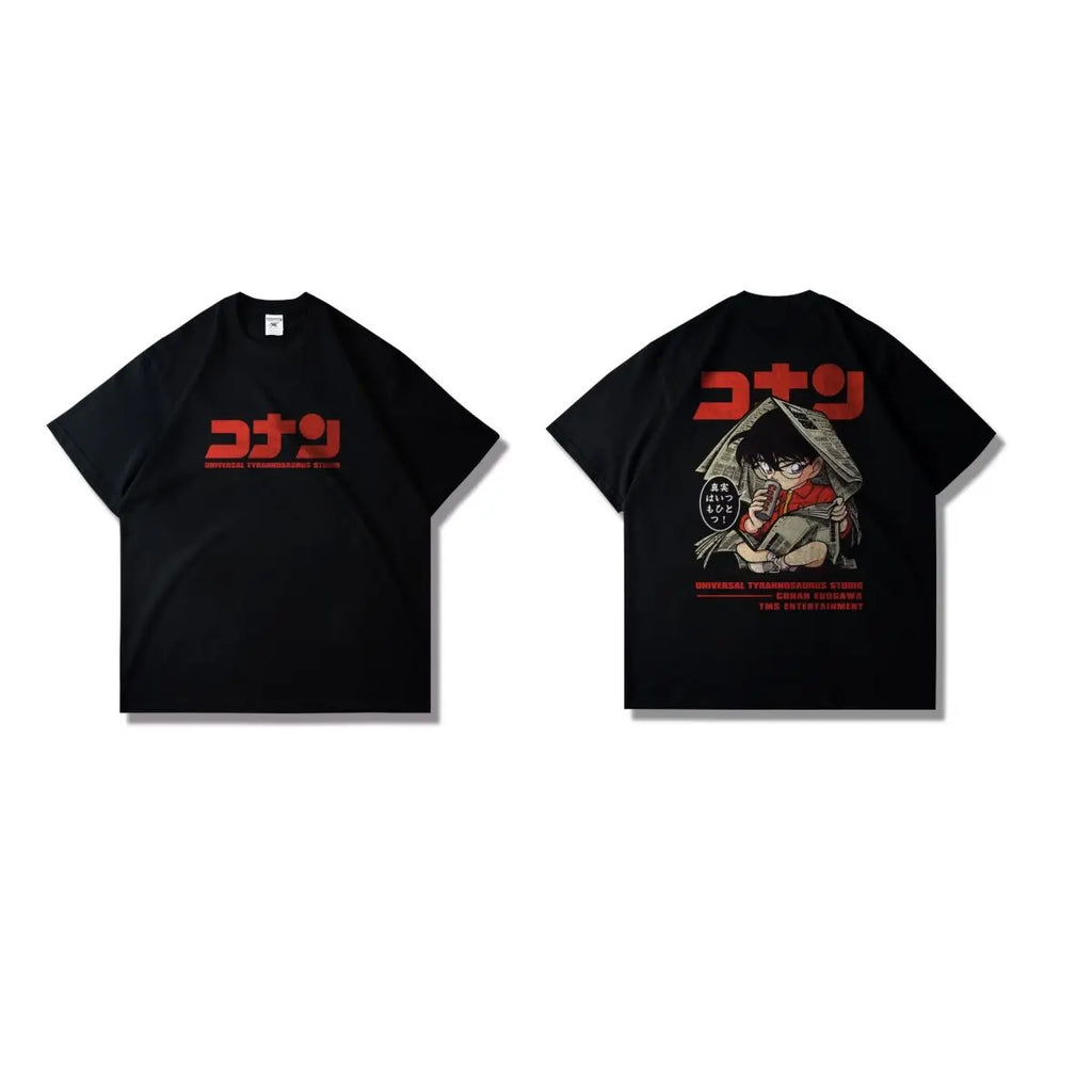 Detective Conan Anime T-shirt Universal Tyrannosaurus Studio Shinichi Kudo Truth Is One Cotton Summer Streetwear Graphic Tee