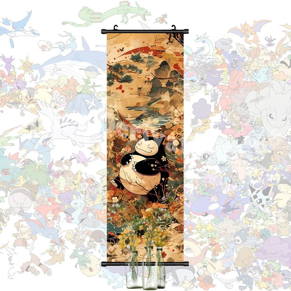 Printed Pokemon Poster Anime Wall Artwork Gengar Pictures Charizard Painting Canvas Pikachu Hanging Scrolls Home Room Decor