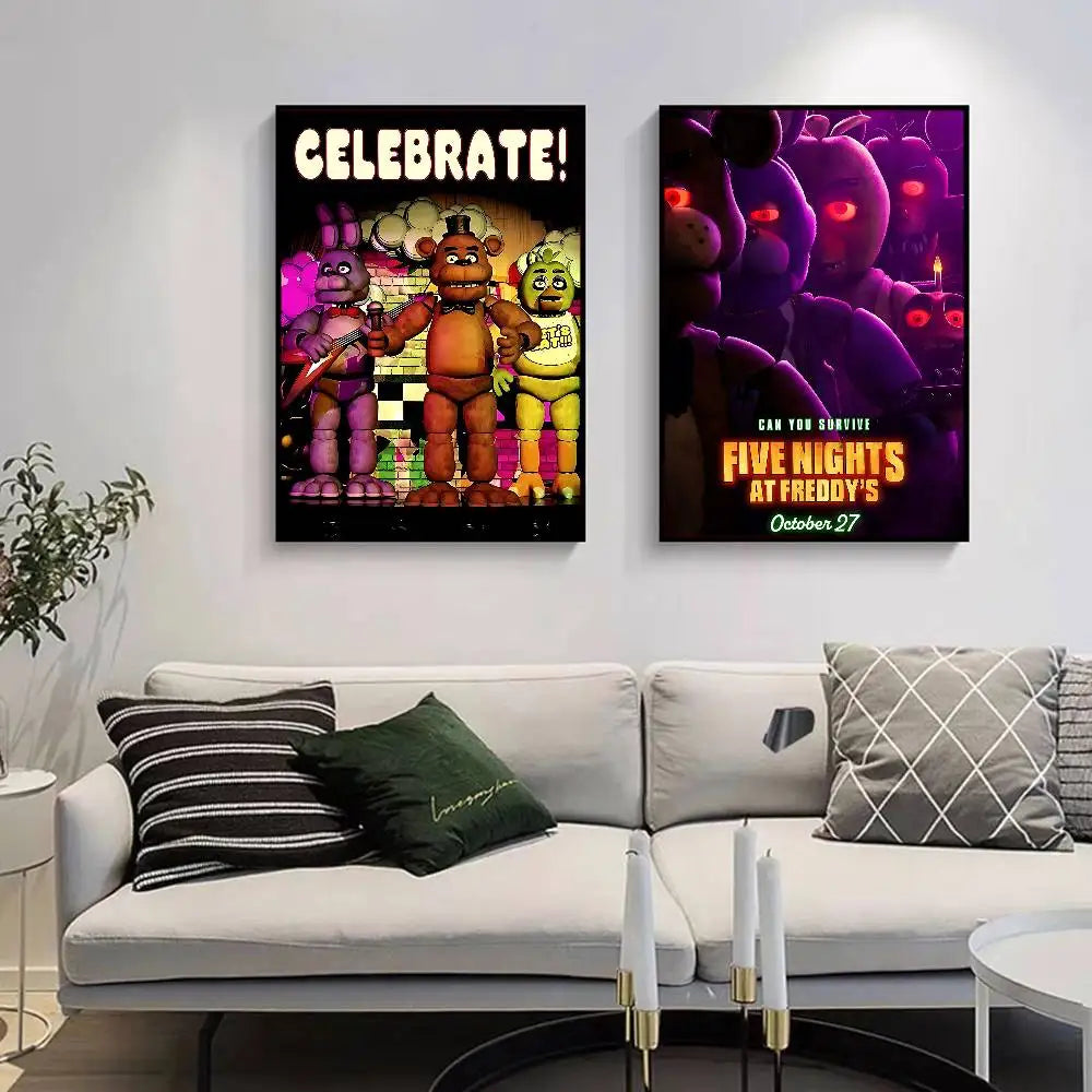 Horror Anime F-five N-nights At F-freddy's Good Quality Prints And Posters Room Home Bar Cafe Decor Aesthetic Art Wall Painting