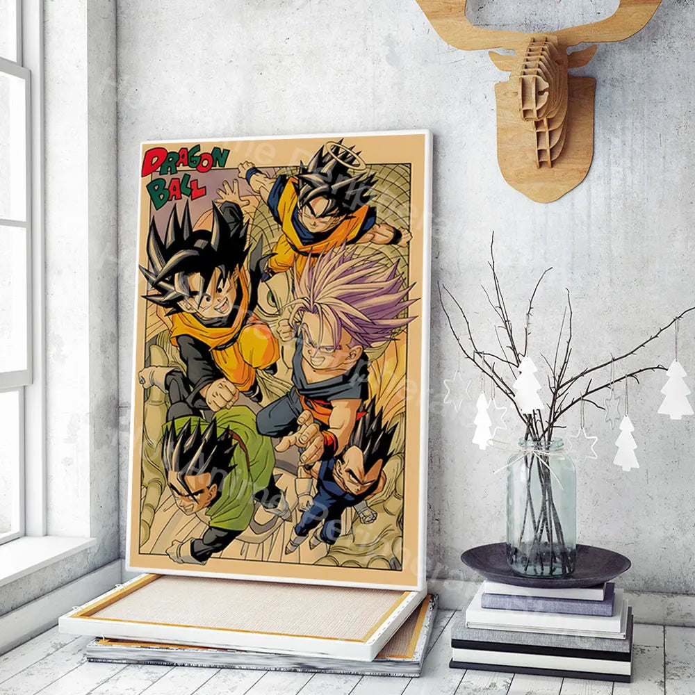 Vintage Posters Dragon Ball Peripheral Anime figures Vegeta Goku Picture Art Canvas Painting for Kids Bedroom Mural Decor Gifts