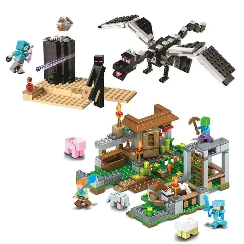 compatible Minecraft minifigures Track Mine Crawling Cave mini figures building block toys with children's gifts