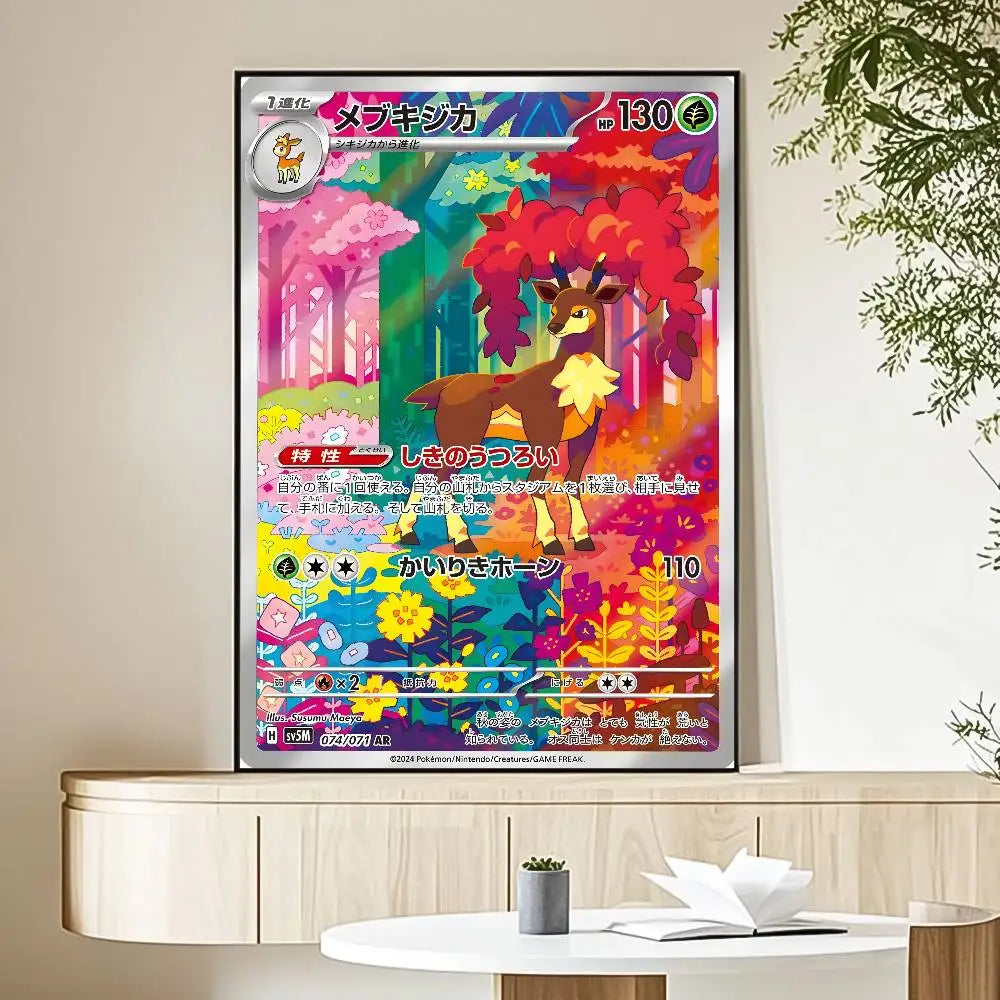 MINISO Cartoon Pokemon Poster HD Art Sticky Wall Waterproof Home Living Room Bedroom Bar Aesthetic Decoration