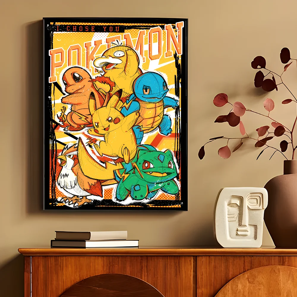 Anime P-Pokemon Anime Posters Sticky HD Quality Wall Art Retro Posters for Home Kawaii Room Decor