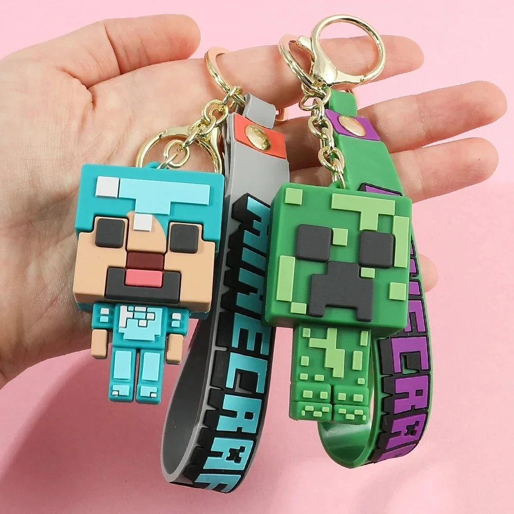 MC Game Creativity MyWorld 3D Sandbox Game Keychain Minecraft Couple Bag Pendant Cos Action Figure Ornaments Model Kids Gift Toy