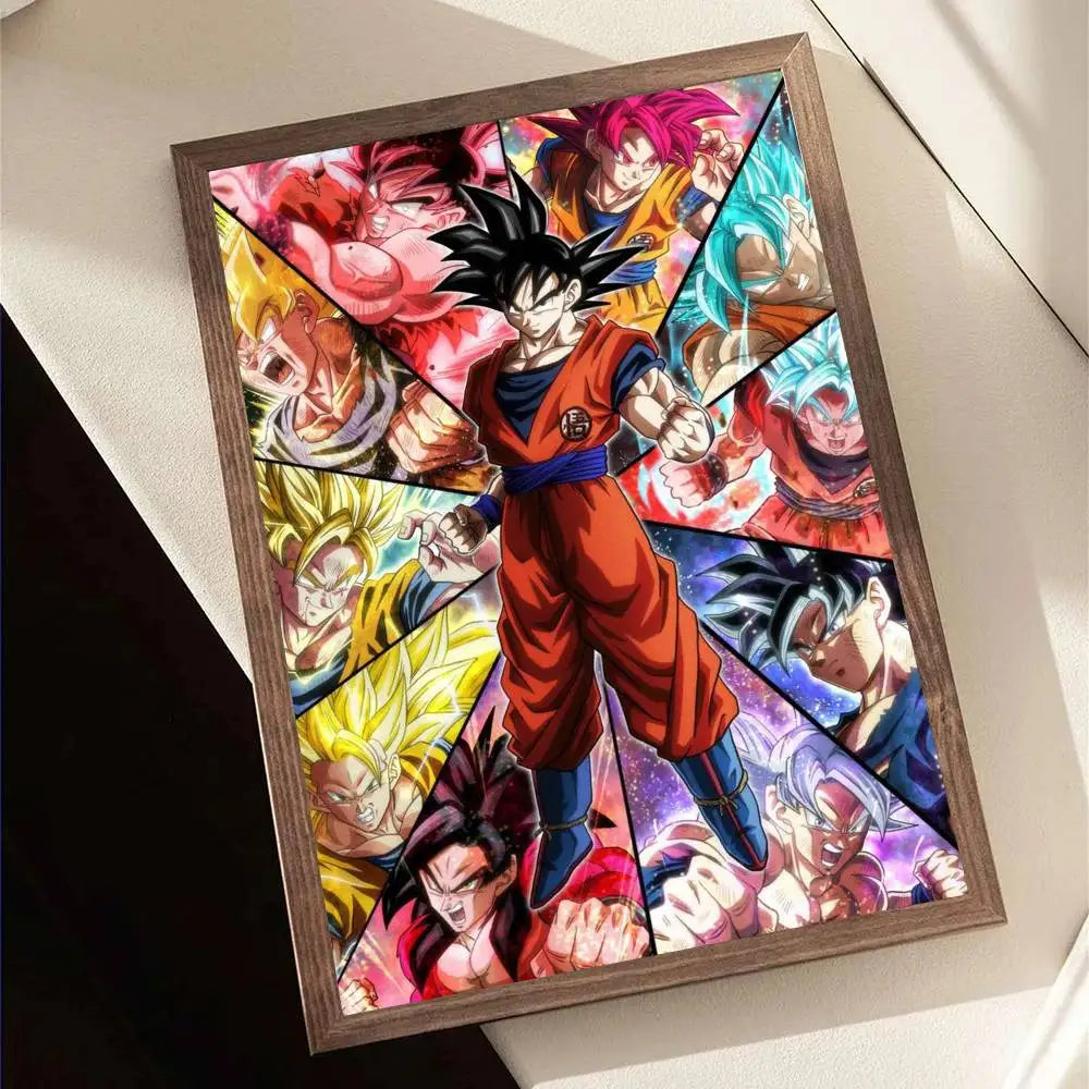 1pc Japanese Anime Dragon Ball Goku Poster Self-adhesive Art Waterproof Paper Sticker Coffee House Bar Room Wall Decor