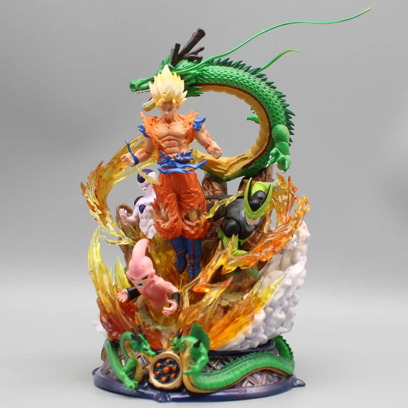 Dragon Ball Figure Son Goku Anime Figurine 23cm Super Saiyan Goku Statue Shenron Frieza Buu Cell Models Collectble Toys Gifts Gk