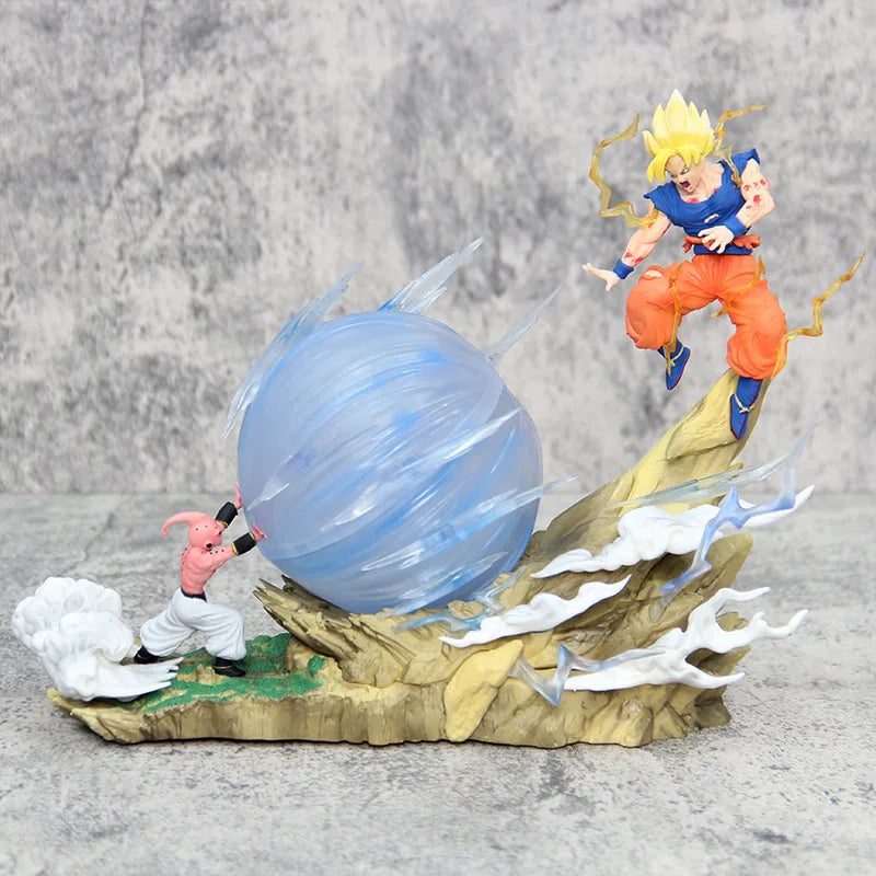 21cm Dragon Ball Z Buu vs Goku Model Super Saiyan Genki Bomb Action Figure Model Pvc Statue Doll Collection Model Toys Gift