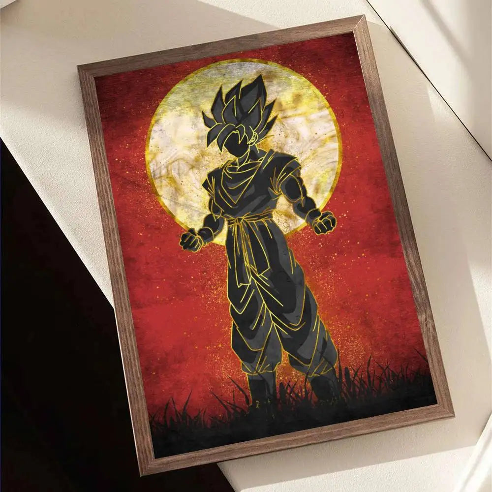 1pc Japanese Anime Dragon Ball Goku Poster Self-adhesive Art Waterproof Paper Sticker Coffee House Bar Room Wall Decor