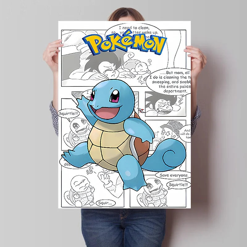 Pokemon Anime Figures Print Canvas Wall Art Posters Surrounding Charizard Bulbasaur Pikachu Decoration Interior Posters for Room
