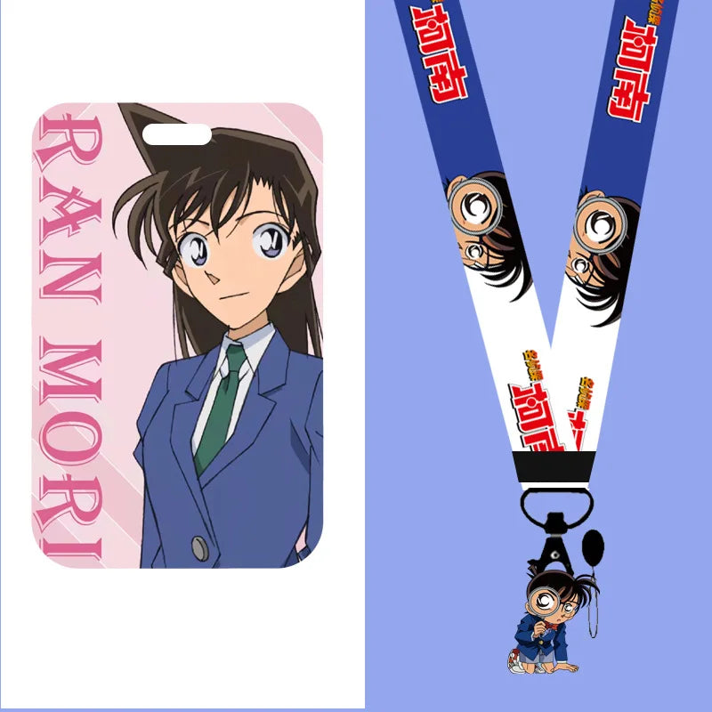 Detective Conan Lanyard Push-pull Card Holder Mouri Ran Long Rope Business Card Holder Detachable Long Rope Student Card Holder