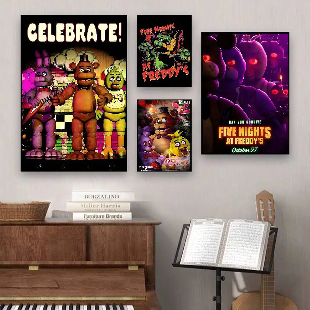 Horror Anime F-five N-nights At F-freddy's Good Quality Prints And Posters Room Home Bar Cafe Decor Aesthetic Art Wall Painting