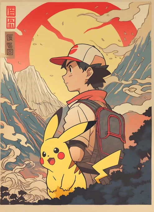 P-Pokemon Japanese Anime Canvas Painting Kawaii Elf Pets HD Poster Retro Bar Noodle Room Living Room Home Mural Decor Kids Gifts