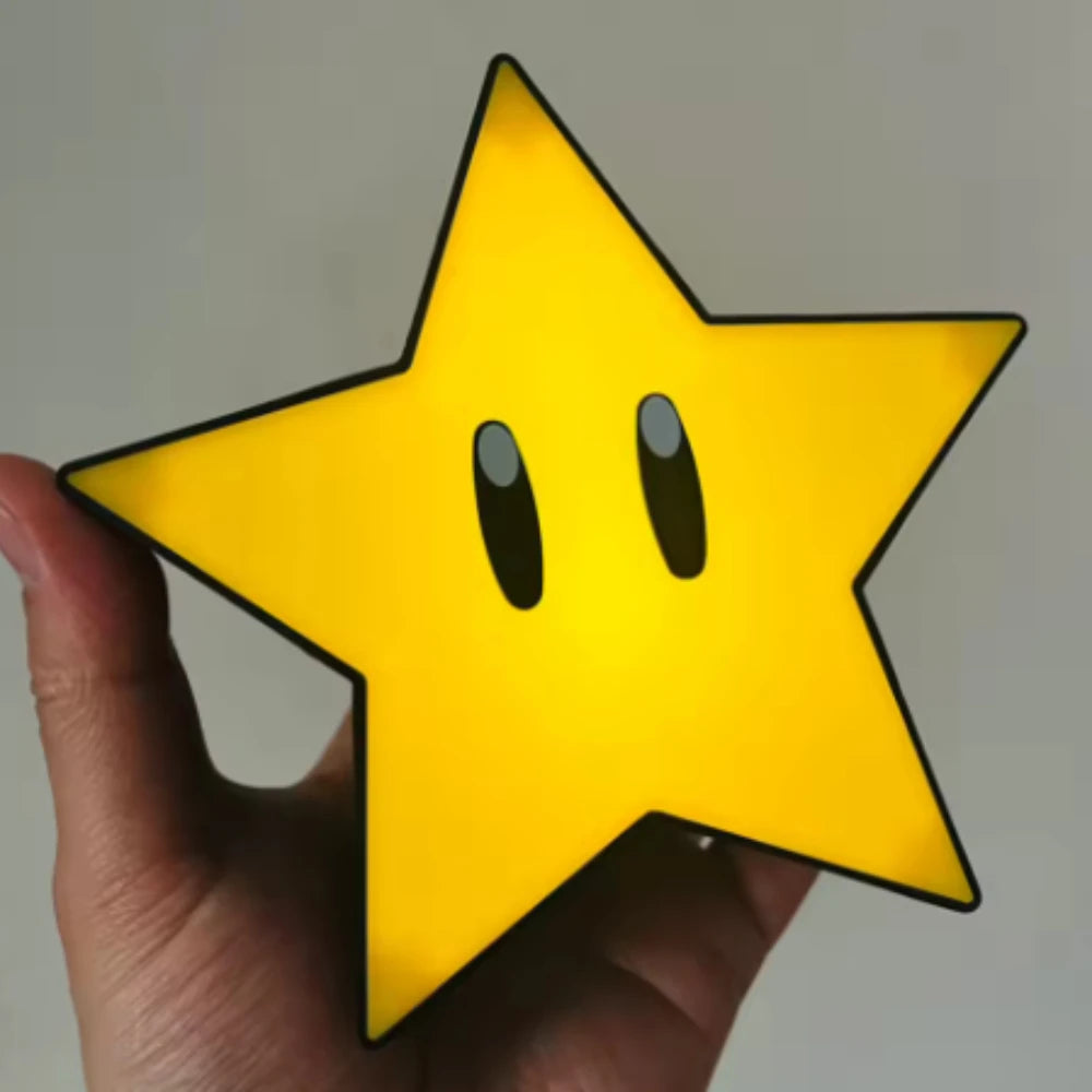 مصباح مكتبي بإضاءة LED على شكل نجمة من Super Mario Bros مزود بموسيقى وصوت وشحن USB كهدية للأطفال وألعاب عيد الميلاد
