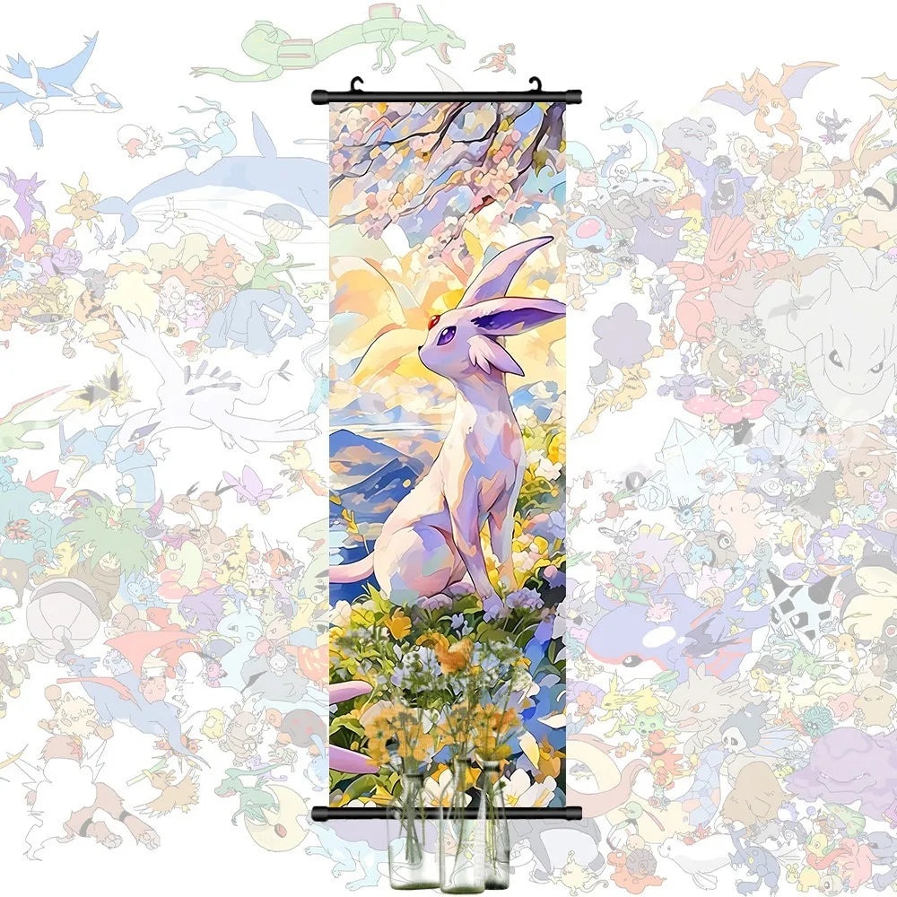 Printed Pokemon Poster Anime Wall Artwork Gengar Pictures Charizard Painting Canvas Pikachu Hanging Scrolls Home Room Decor