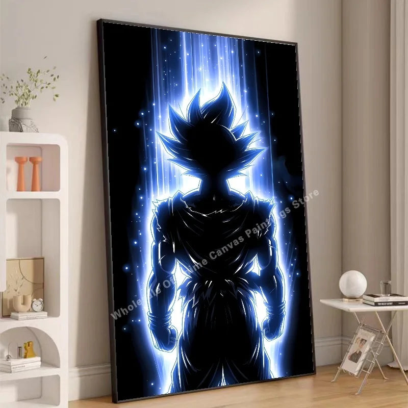 Anime Dragon Ball Wukong Neon Light Effect Poster High Definition Image Printing Creative Home Art Wall Decoration Painting