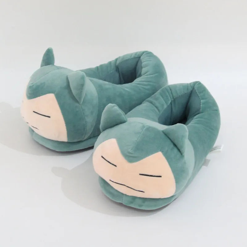 MINISO Anime Pokemon Pikachu Snorlax  Cartoon Kawaii Shoes Non Slip Warm Winter  Indoor Slippers For Children Creative Gift Soft