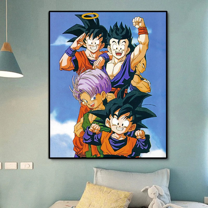 Japanese Anime Canvas Painting Dragon Ball Z Goku Cartoon Posters Print Mural Pictures Wall Art Children's Room Home Decor Gifts