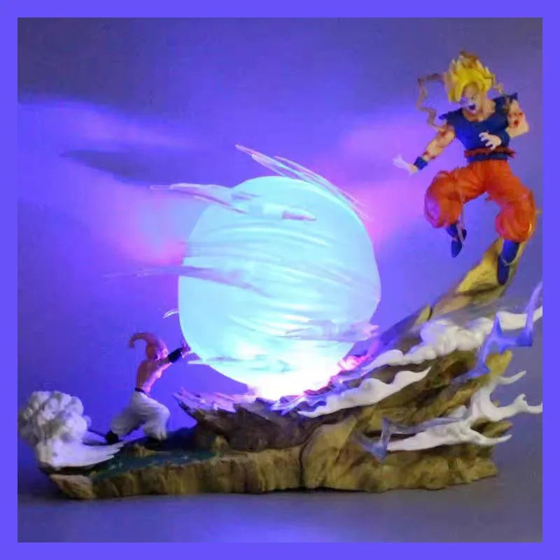 21cm Dragon Ball Z Buu vs Goku Model Super Saiyan Genki Bomb Action Figure Model Pvc Statue Doll Collection Model Toys Gift