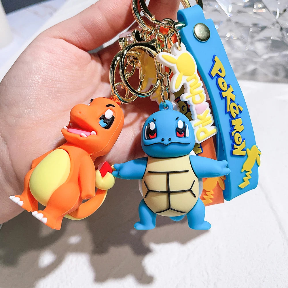 Pokémon Keychain Set - Cute Pikachu & Friends Q Version Keyring, Anime Backpack Charm, Kawaii Gift for Fans & Couples (Birthday