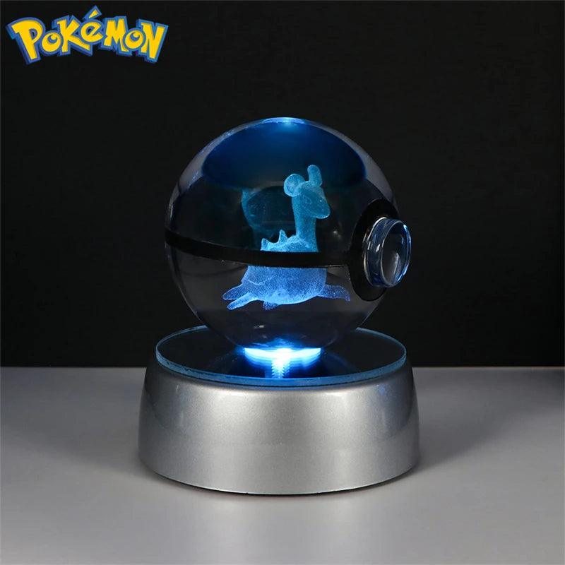 لعبة مجسم بوكيمون ثلاثي الأبعاد على شكل كرة كريستالية من باتر فري كيوبون، بوكيبول ديتو لوكاريو لابراس، نموذج لوجيا أركيوس مع قاعدة إضاءة LED